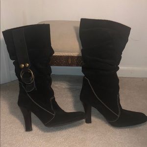 Steven Impiria Black Suede Slouch Boots